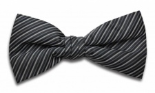 Grey and Black Bow Tie with Diagonal Stripe Design